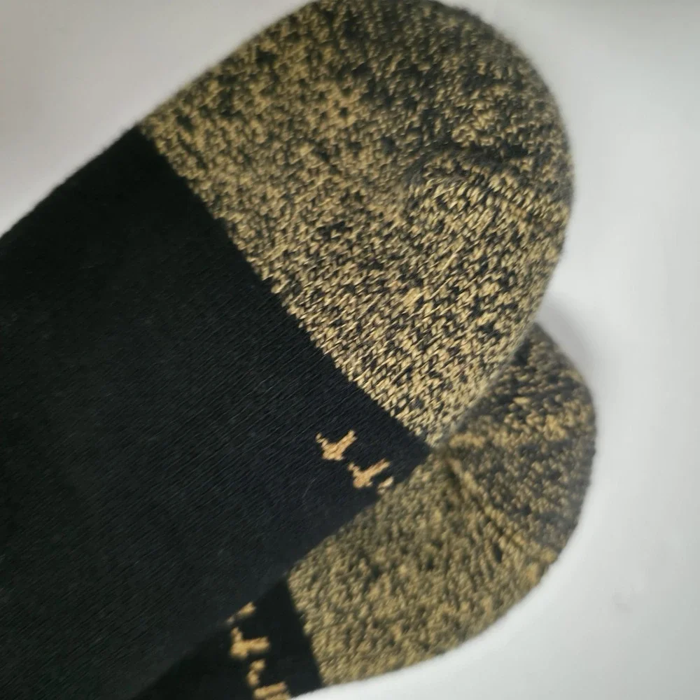 Carhartt Men's Midweight Cotton Steel Toe Boot Socks 1 Pair Black Gold Cushioned